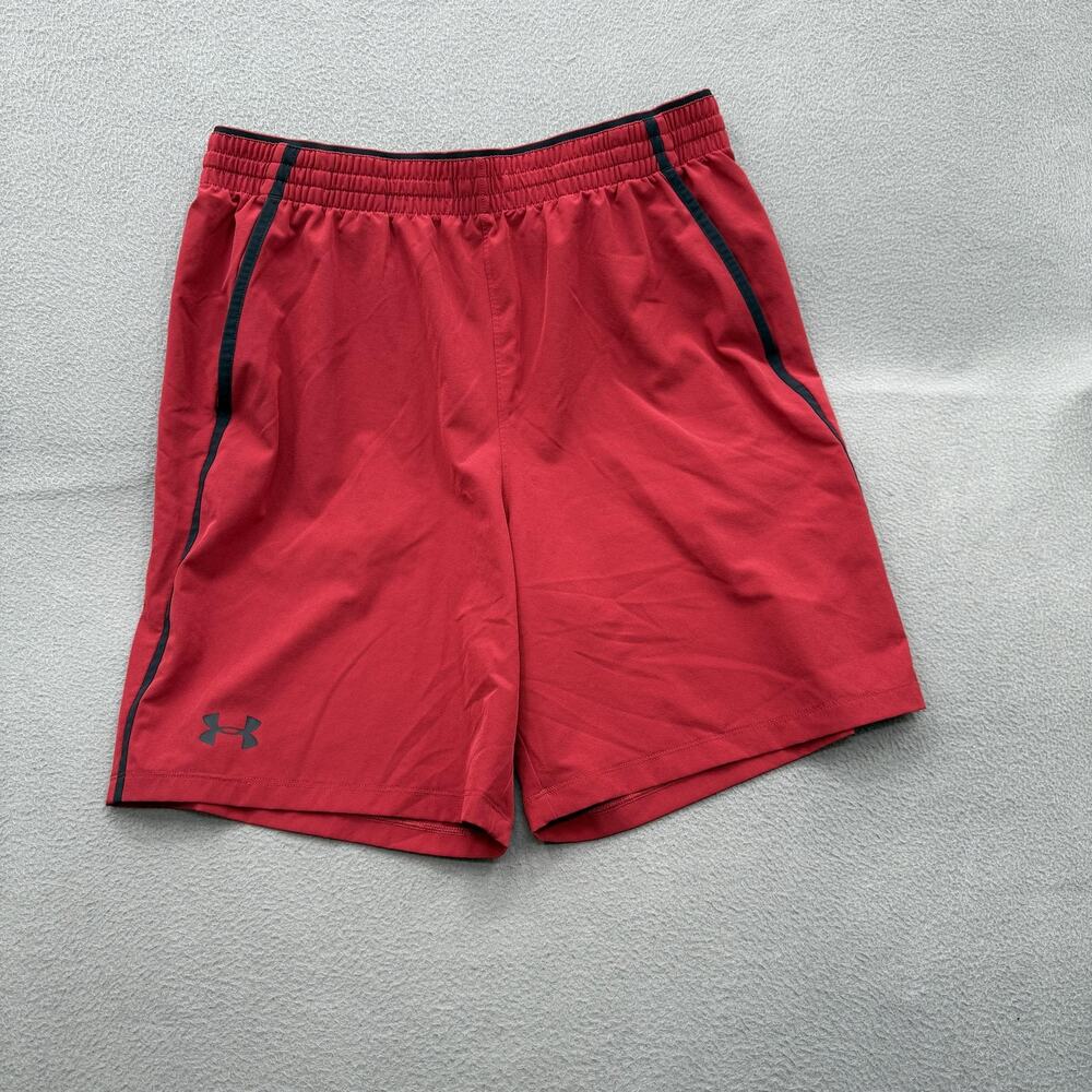Under Armour Shorts‎ Mens Large Red HeatGear Loose Fit Running Training Athletic